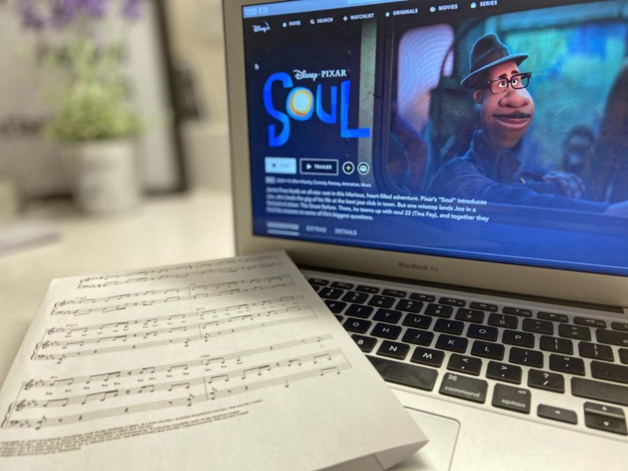 Editor-in-Chief Haley Medeiros captures  Disney Pixar's "Soul" while reviewing sheet music. "Soul" forces the watcher to evaluate what their purpose is in life. "The scores by themselves were beautiful, and the show of a love for music and the arts was amazing to watch on screen," columnist Gianna Ortner-Findlay said. "Colorful visuals kept me engaged the whole movie, and following the storyline was like following a rainbow."