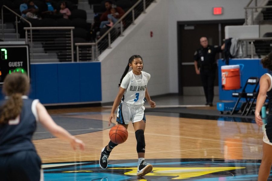 Sophomore, Elyssia Brooks plays on the girls varsity basketball team. She enjoys playing the sport during the spring season. You know, it was kind of like I saw the ball when I was little, picked it up and shot it, Brooks said.