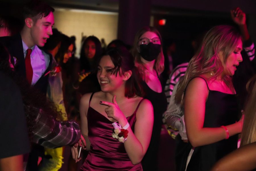 Sophomore Vi Periquet enjoys the music with their friends. I thought it was really fun, and even though there werent many people there, we were still able to have an awesome time and enjoy ourselves, Periquet said. The DJ was awesome! The unique dance prioritized inclusivity, as students were given an option throughout the night to be more interactive with the music of their night. A QR code was stationed for students to submit song requests to the DJ, so that everyone got a chance to choose the music.