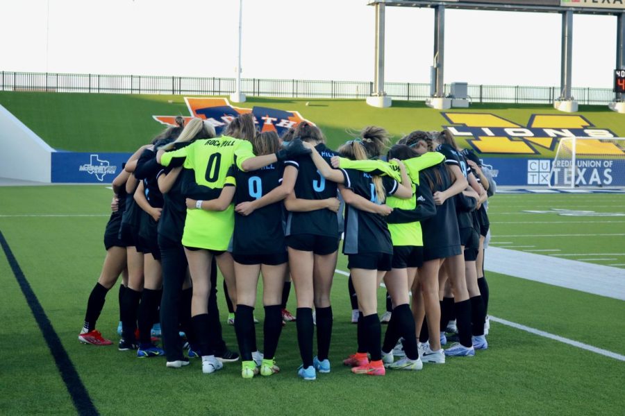 The girls varsity soccer team competed at their first round of playoffs last night, March 24, where they won 3-2 against Lone Star. "Playoffs are exciting. It's really rewarding to see all that we have worked for during district season payoff, " junior Ella Allen said. The team advanced to round two and named Bi-District champions.