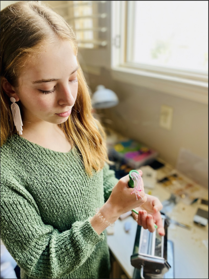 Freshman, Taylor Bowling, has a second hobby she enjoys to do at home; which is her small business. "My business is called, “Wild Clay Designs,” on Etsy. I make studs or dangle drop earrings out of polymer clay, and I make them very colorful depending on the design," Bowling said. 