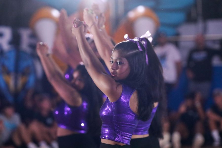 The Bollywood dance team performs for the first time this year at the "Tie up the Texans" pep rally. "There is always room for improvement, but considering the short time period we had to get this performance done, I think our team did fantastic," senior Niranjan Swaminathan said. "Our team leads Deeptya Vuppu and Daksha Menon did an awesome job getting the choreo to us in a matter of three-hour long practices." The team started two years ago during the 2020-2021 school year and has since grown in size and skill.