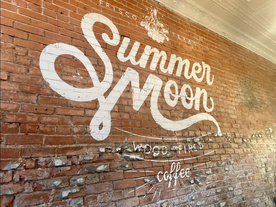 Featured is the painted logo of local coffee shop Summer Moon. 