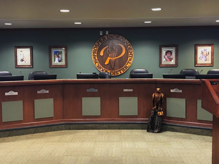 The board room is pictured after the trustees leave to conduct the executive session. The board met for a special meeting on Tuesday, Feb. 7 to consider arrangements after the resignation of previous board president Andrew Wilborn.