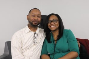 Christopher and Amber Roberson in the classroom. "Make sure you celebrate all the small victories. Help each other get better at the job and just try to make every day a good day." 